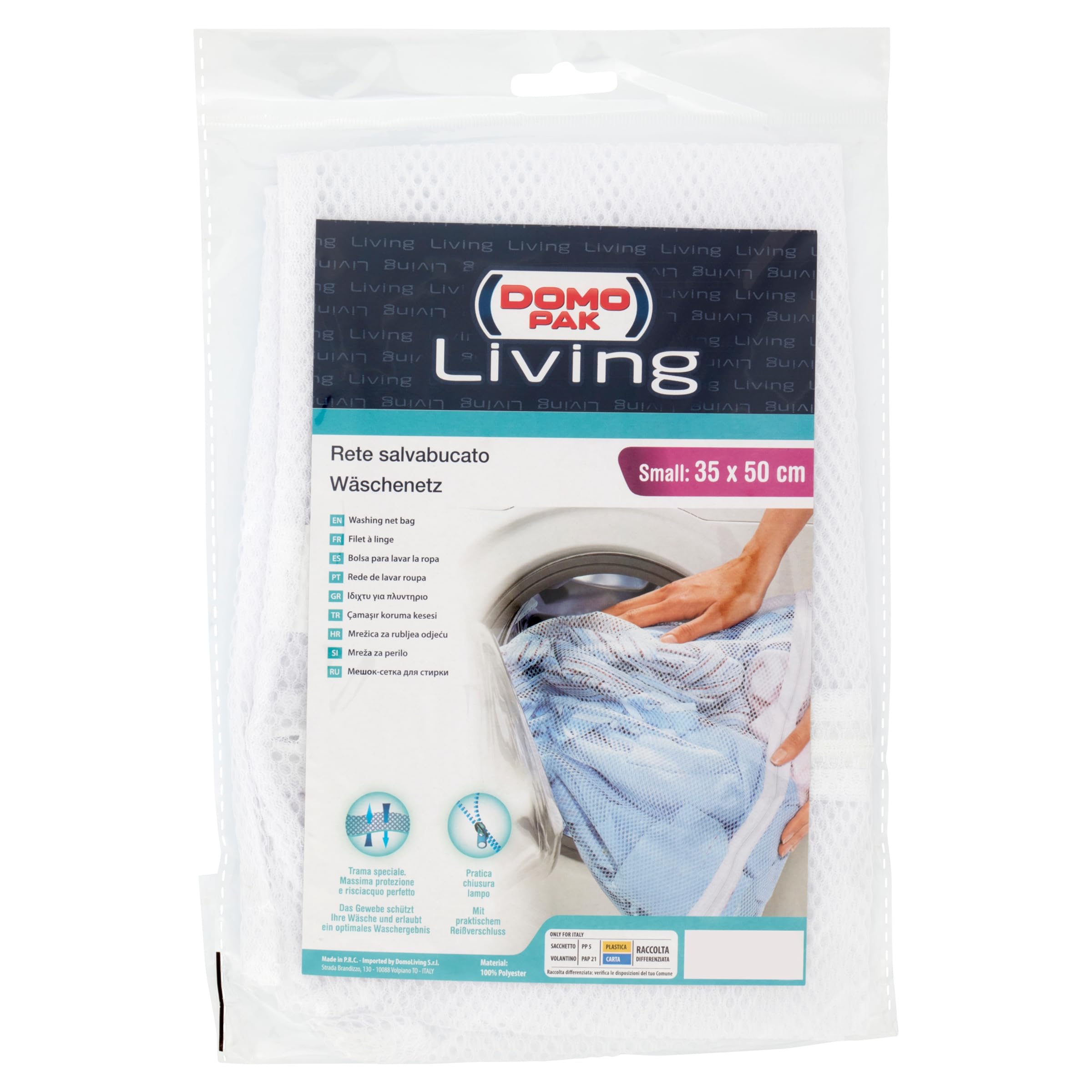 Domopak® Premium Washing Machine Laundry Bag Bags, Mesh Washing Bags with Zipper White - Suitable for Lingerie, Underwear, Bra and Socks - Small Size 35 x 50 cm