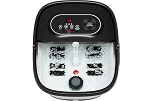 Snailax Foot Spa with Heat, Foot Bath, Collapsible Foot Spa Bath Massager with 8 Massage Rollers, Temperature Control, Bubbles, Pumice Stone, Foot Soaking Tub