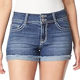 WallFlower Shorts for Women Luscious Curvy Bling Denim 4.5-Inch Mid-Rise Short- Cedar Bling, 16 Plus