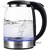 COSORI Electric Kettle with Stainless Steel Filter and Inner Lid, 1500W Wide Opening 1.7L Glass Tea Kettle & Hot Water Boiler