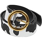 LALADEFIEE Cow Print Belt for Women Imitation Leather Waist Strap for Jeans and Dresses Lightweight Ethnic Style Waistband Accessory for Casual Outfits
