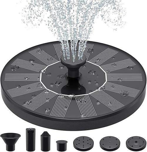 Solar Fountains Pump,1W Solar Water Fountain Pump Kit with 6 Nozzles for Garden Water Feature, Fountains, Pool, Bird Bath