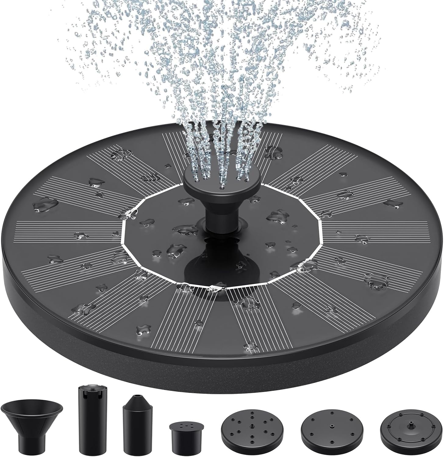 Solar Fountains Pump,1W Solar Water Fountain Pump Kit with 6 Nozzles for Garden Water Feature, Fountains, Pool, Bird Bath