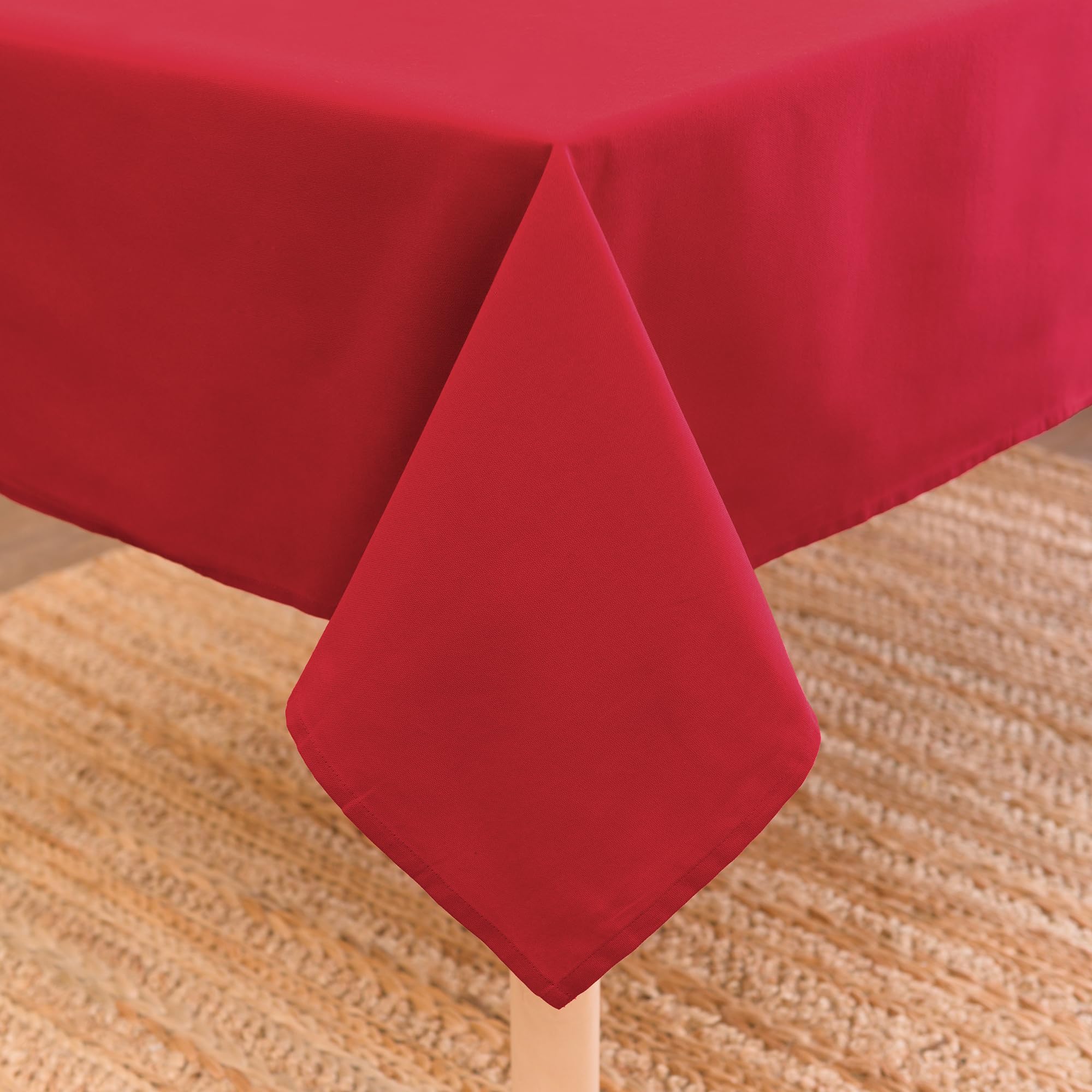 Encasa XO Dining Table Cover | 56x120 in Cotton Canvas Rectangular Tablecloth | Machine Washable, Deep Red Table Cloth for Indoor & Outdoor Dining, Durable, Easy-Care | Suitable for Any Occasion