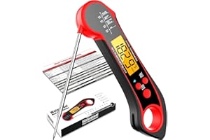 BIISON Meat Thermometer Digital, Instant Read Meat Thermometer for Grill and Cooking, IP66 Waterproof Food Thermometer for Kitchen and Outside, BBQ, Turkey, Candy, Liquids, Beef