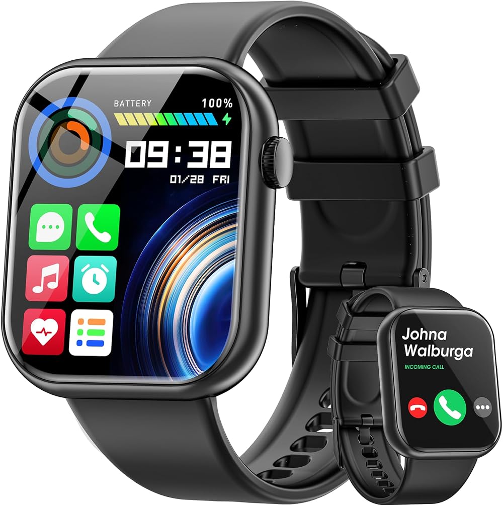 Hwagol Smart Watch 1.85 Inch Fitness Tracker Heart Rate Sleep Monitor 140+ Modes