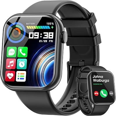 Hwagol Smart Watch 1.85 Inch Fitness Tracker Heart Rate Sleep Monitor 140+ Modes