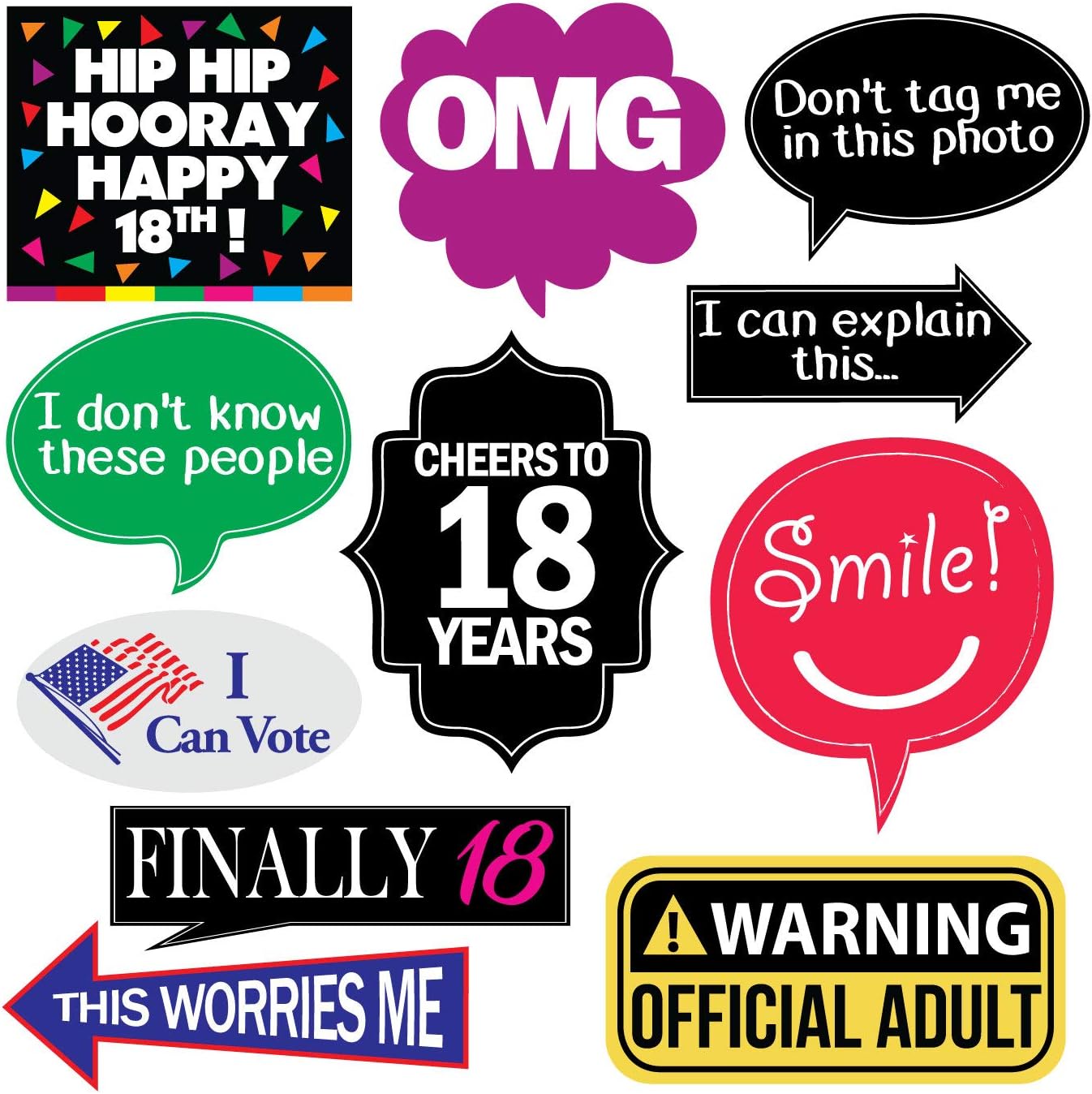 18th Birthday Photo Booth Party Props - 40 Pieces - Funny 18th Birthday Party Supplies, Decorations and Favors - Image 4