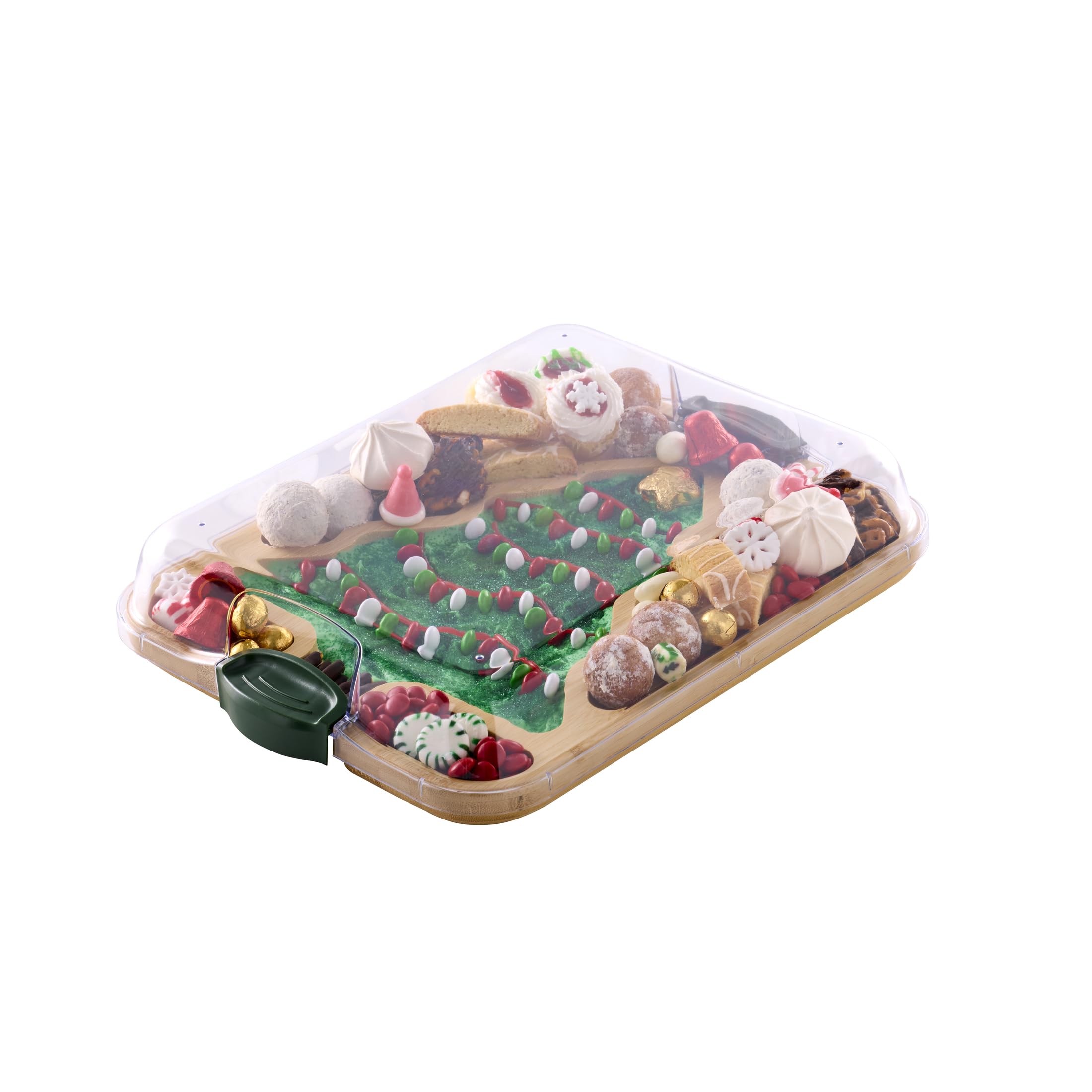 Farberware Tree Build-A-Board with Clear Locking Lid – Holiday Prep and Serve Board for Charcuterie, Cookies, Candy, and Seasonal Entertaining Image
