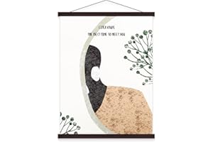 Benjia Magnetic Poster Hanger, 18x24 18x12 18x24 Poster Frame Wood Wooden Magnet Print Posters Dowel Scroll Hanger Hangers Hanging Kit for Walls Map Canvas Artwork (Walnut, 18")