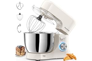 Honinst Stand Mixer, 3-In-1 10-Speed 660W 6QT Tilt-Head Food Mixer, Electric Mixer with Bowl, Dough Hook, Whisk and Beater, Kitchen Mixer for Baking, Cake and Most Home Cooks, White