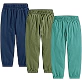 WATOCHE Toddler Boys Pants 3 Pack Soft Cotton Long Bloomers Kids Summer Fall Boy Casual Joggers Pant