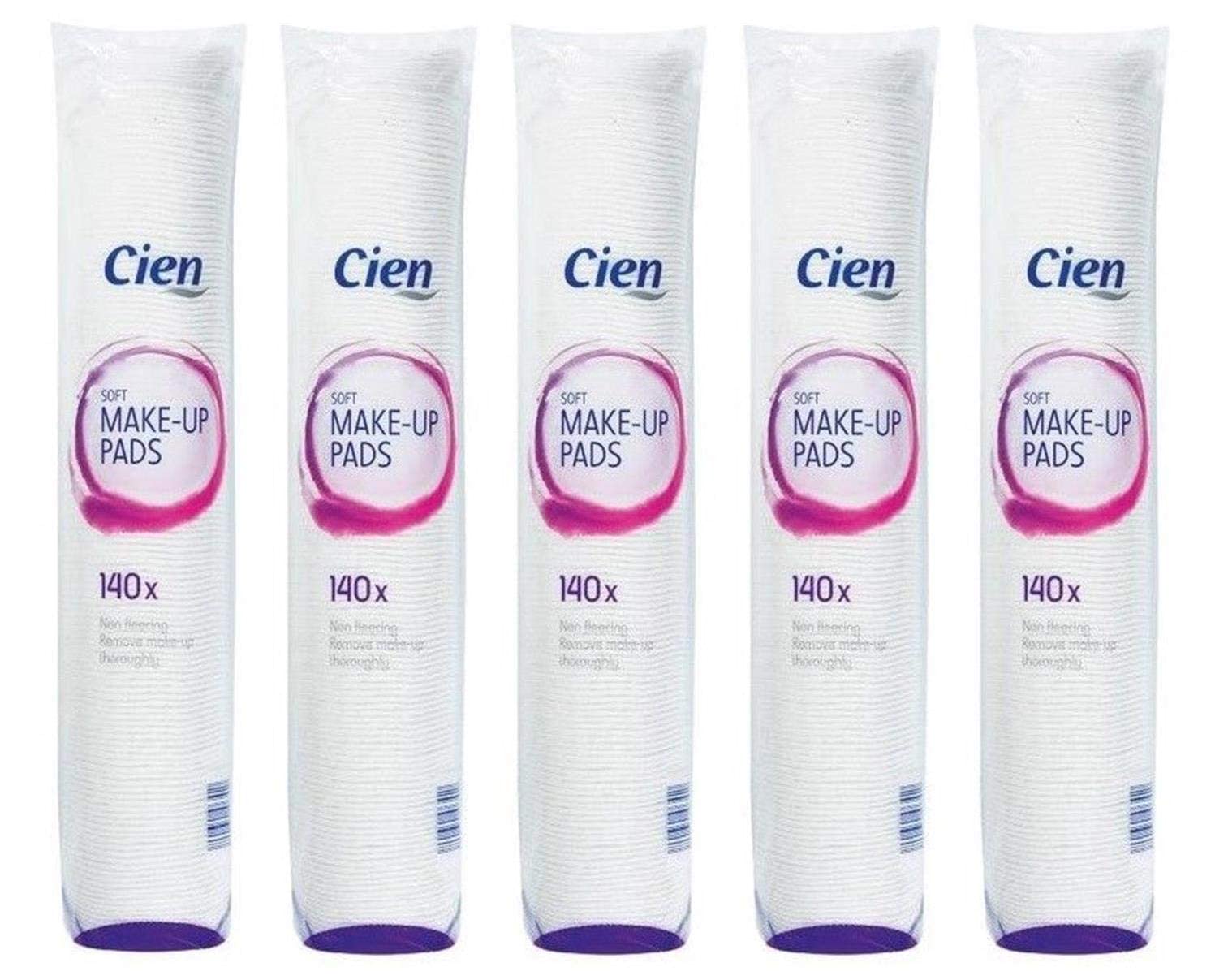 Cien Soft Make-up Removal Pads 140 | Pack of 5 | 700 Non-Fleecing Cotton & Polyester Pads
