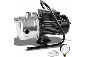 LANCHEZ 1.6 HP Portable Shallow Well Pump, 1500 GPH Stainless Steel Sprinkler Pump, 115V Water Transfer for Garden Draining and Lawn Irrigation