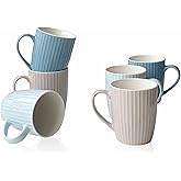 MIWARE 11 Ounce Porcelain Mugs, Set of 6 Coffee Mugs for Tea, Milk, Hot Cocoa, Multicolor