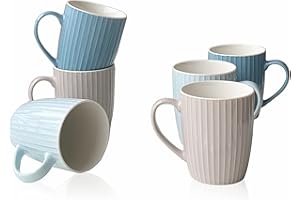 MIWARE 11 Ounce Porcelain Mugs, Set of 6 Coffee Mugs for Tea, Milk, Hot Cocoa, Multicolor