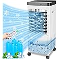 Portable Air Conditioners, 20H Cooling Time Room Air Conditioners,Air Conditioner Portable with 10L Water Tank, 3 Speeds,90° Oscillation, Swamp Cooler for Room Kitchen Bedroom（6 Ice Packs）