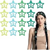 Tyqour 16 Pcs Star Hair Clips - Metal Non-Slip Star Clips Kawaii Snap Hair Clips Small Cute Hair Barrettes Neon Y2k Hair Accessories for Girls Kids Toddlers Women (Green, Blue, Yellow)