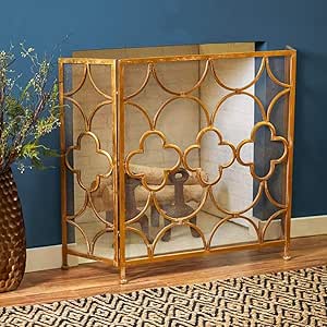 Salvachispas Chimenea Pantalla de Chimenea Dorada Grande con Malla de 3