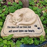 Cat Memorial Stones Grave Markers with A Sleeping Cat Statue on The Top - Cat Garden Stones Grave Stones Cemetery Markers Sympathy Cat Memorial Gifts Loss Gifts Outdoors, 8.5"x7"x3.5"