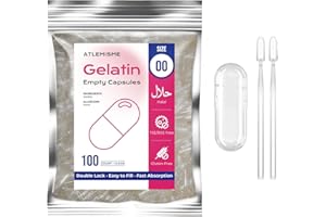 Empty Capsules Size 00 100 count,Clear Empty Gelatin Capsules Kosher,Halal and Non GMO Certified for DIY Supplements.Hypoalle