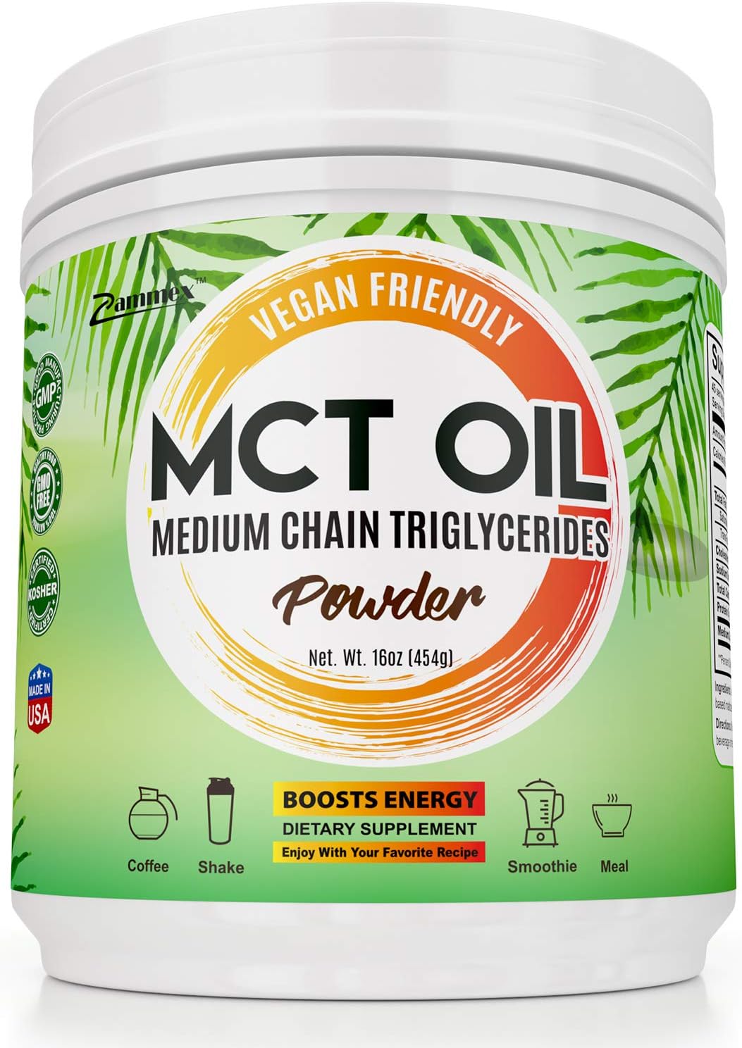 Premium MCT Oil Powder | Vegan Friendly & Keto Friendly Fat, GMO-Free, Clean Energy, Easy to Digest | Promotes Weight Loss & Heart Health, Boosts Metabolism, Improves Mood -16oz