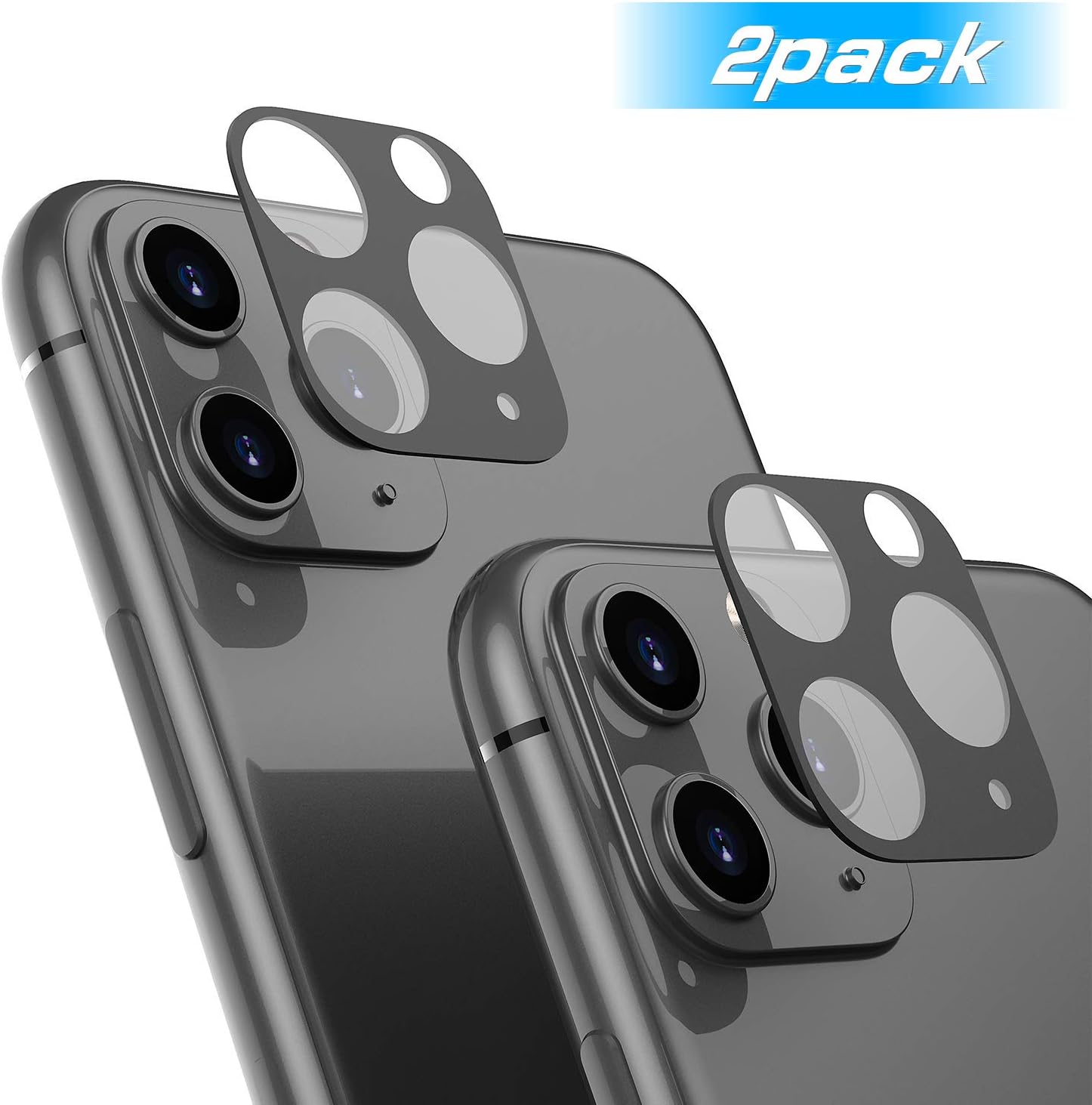 VOKY Camera Lens Protector for iphone 11 Pro/Pro Max[2 Pack], [9H Hardness] [HD Clarity] [Anti-Fingerprint] [Anti-Scratch] [Ultra Thin] Aluminum alloy Protection Film for iphone 11 Pro/Pro Max -Black