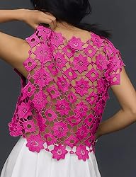 Yimoon Women's Floral Shell Vest Top Hollow Out