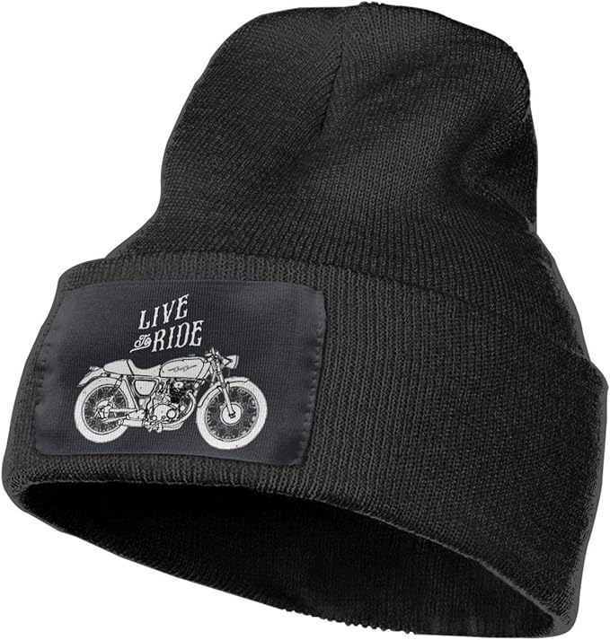 Custom Motorcycle Inspired Warm Winter Hat Knit Beanie Skull Cap Cuff