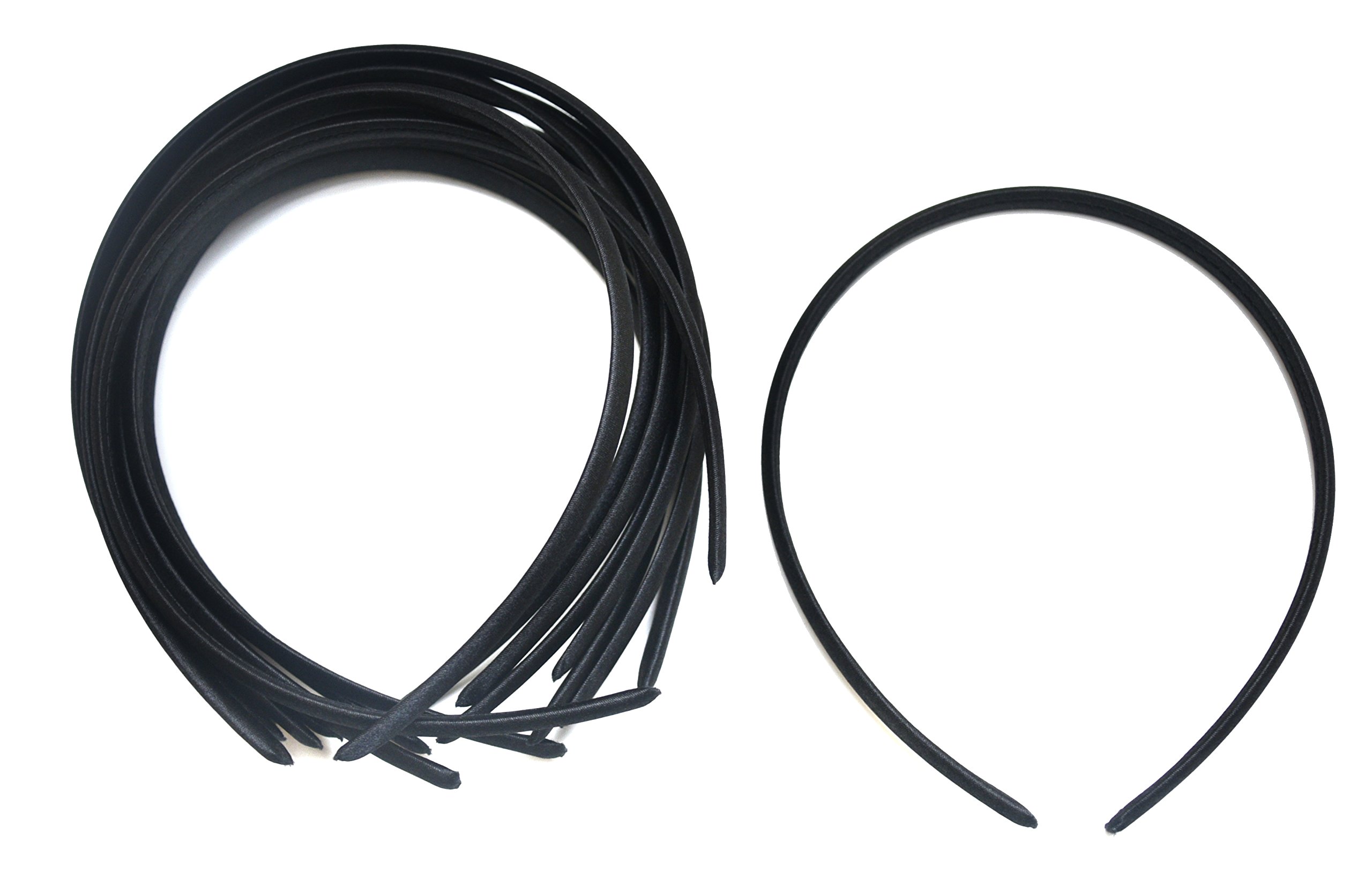 10 x Plain Headbands School Girls Small Hair Accessories Uniform Alice Band (Black)