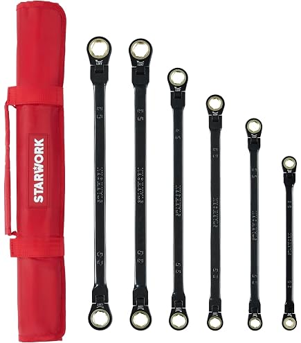 Stanley Proto 7-teiliges Flex-Kopf Schlüssel-Set – 12-Punkt, Satiniert, Wärmebehandelter Stahl