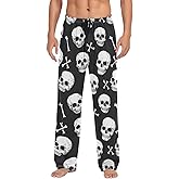 Pirates Colorful Skulls Pajama Pants Yellow Red Stars Men's Pajama Bottoms Lounge Sleepwear PJs Lightweight Sleep Pants XL