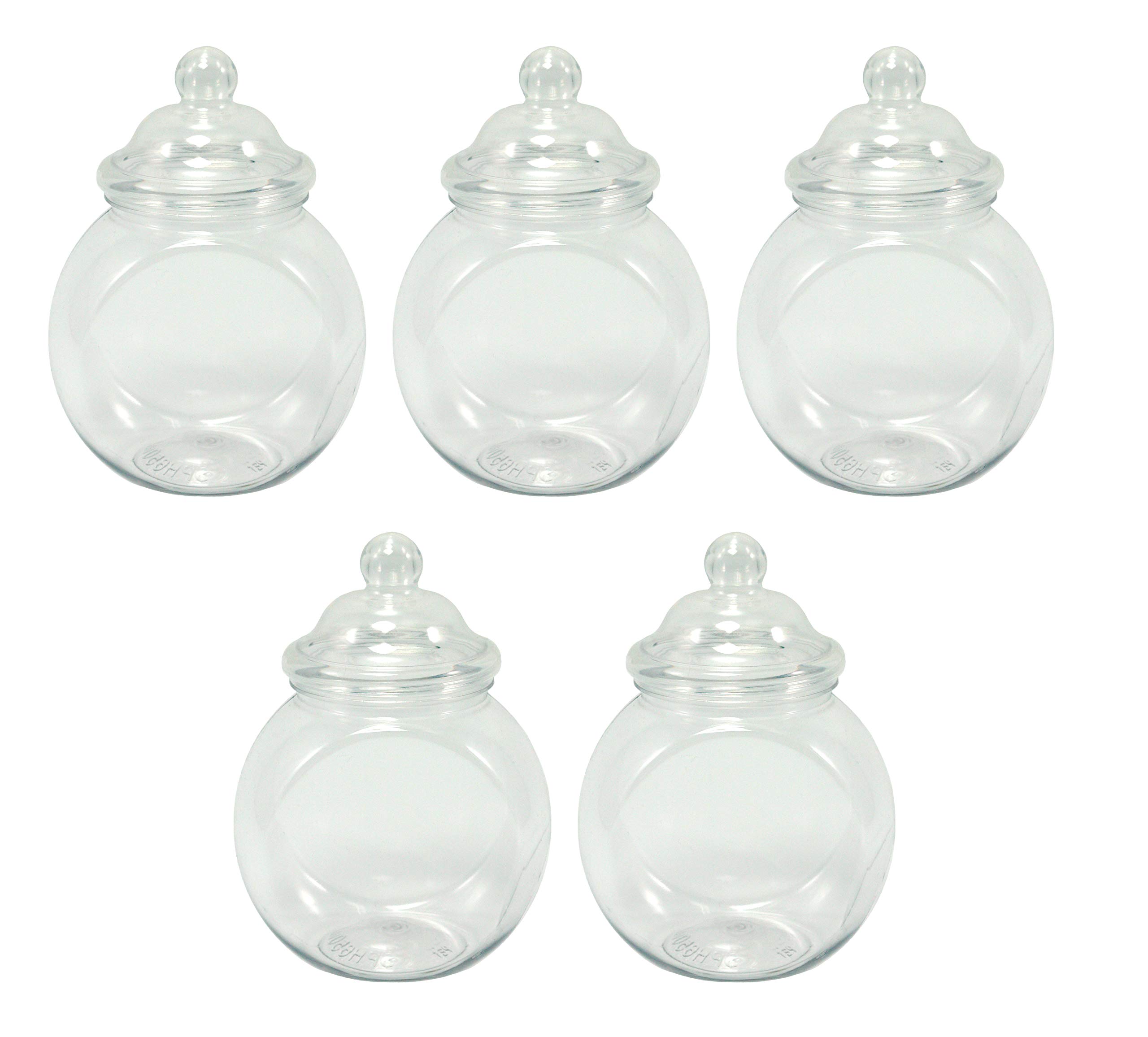 Britten & James 650ml Clear Plastic Jars Pack of 5 with Victorian Style Lids Pack of 5