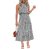 Chang Yun Maxi Summer Dresses for Women Halter Sleeveless Floral Boho Sun Vacation Outfits Long Wedding Guest Dress