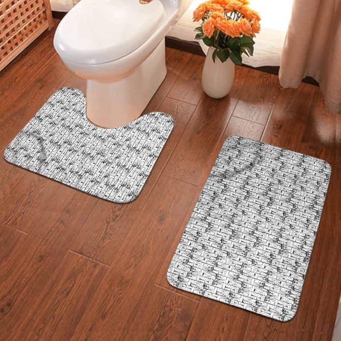 Ahuimin Non Slip Bath Mat Toilet Floor Rug, Wooden Rustic Weathered