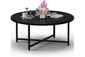 FAMIDGE Coffee Table, 31.5" Round Black Coffee Table for Living Room, Center Tables for Family & Office Use, Outdoor Coffee T