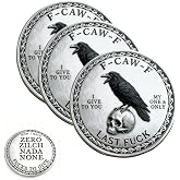 The F-CAW-F Coin &mdash; for Those Who Laugh at Life and Give Zero F*CKS! Funny Raven Challenge Coin,Black Raven Last Fuck Coin,Funny Novelty Joke Coins,Adult Humor Gift for Friends(3PCS)