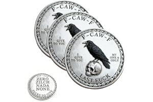 GENERIC The F-CAW-F Coin — for Those Who Laugh at Life and Give Zero F*CKS! Funny Raven Challenge Coin,Black Raven Last Fuck Coin,Funny Novelty Joke Coins,Adult Humor Gift for Friends(3PCS)