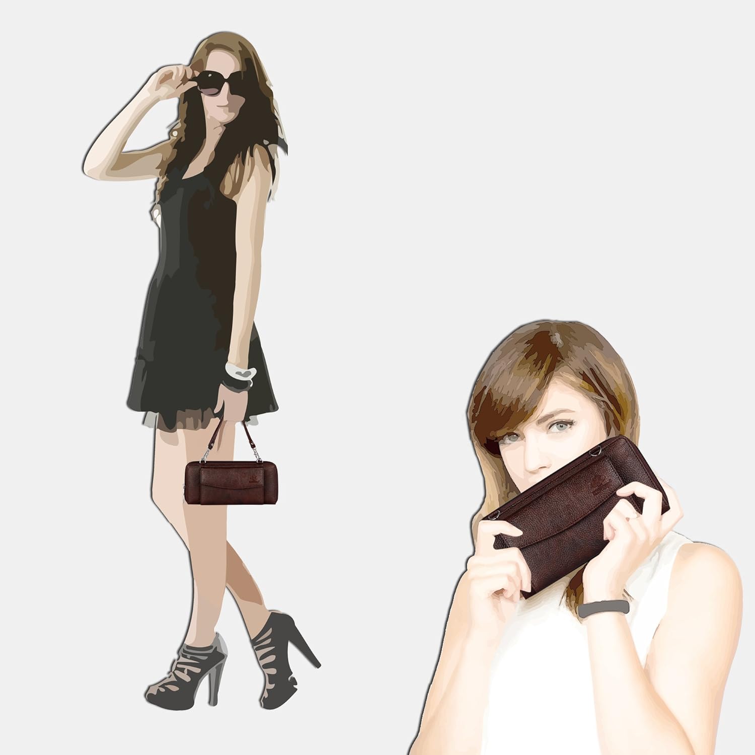 the clownfish leatherette wallets for women ladies purse handbag clutch bag-dark brown