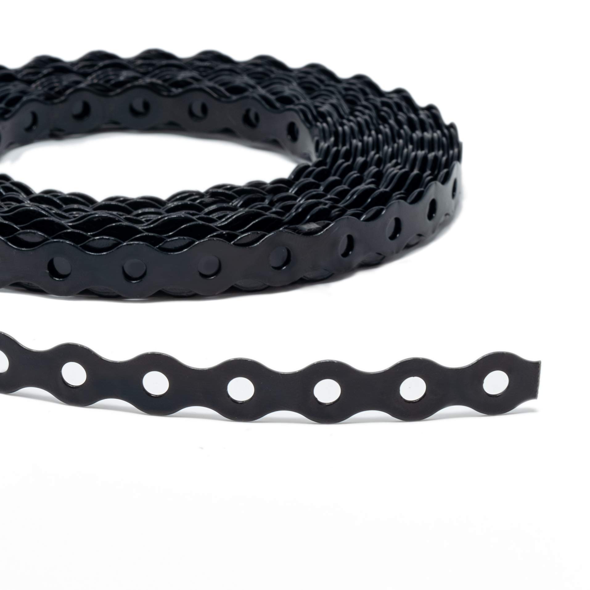 ArmaKit Galvanised Steel Band Metal Fixing Strap with Perforated Holes, Builders All Round Band 10 Meter Roll (12mm Black)