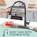 FORIOUS Black Kitchen Tap Spring Kitchen Sink Mixer 360 Swivel 2 Modes view 2