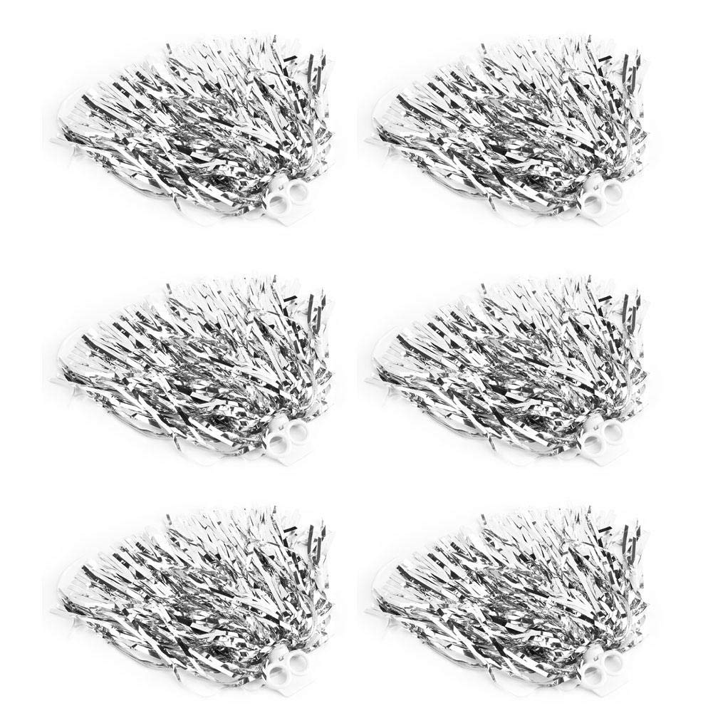 VGEBY1 6 x Cheerleading Pom Poms/Pompoms Girl Ring, 7 Colours Pom Pom Girl Cheerleader Toy (Silver)