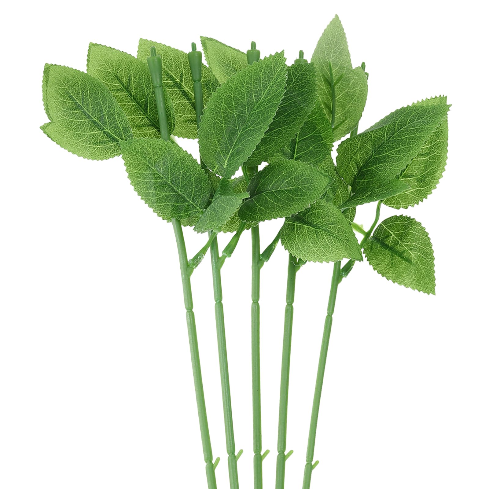 PATIKIL Floral Wire Stem with Leaves, 10 Pcs Artificial Plastic Rose Floral Wire Stems for DIY Craft Bouquet Making Floral Arrangement Tools Wedding Decoration