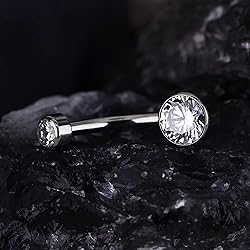 FINE4U Titanium Belly Button Rings 14G 12mm - ASTM