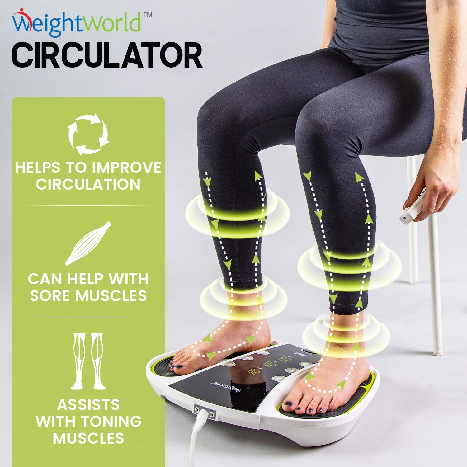 WeightWorld Circulator, Foot Circulation Machine with 99 Intensity Levels, EMS & TENS Technology, Includes Travel Bag - Image 4