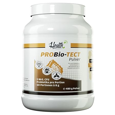 HEALTH+ PROBIO-TECT Pulver 480g für 60 Portionen, breites & hochdosiertes Bakterienspektrum, Milchsäurebakterien für verbesse
