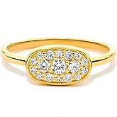 STORYJEWELLERY Gold Plated Rings for Women, Pinky Ring, Cocktail Rings for Women, Vintage Pave Art Deco Ring, Gifts for Her