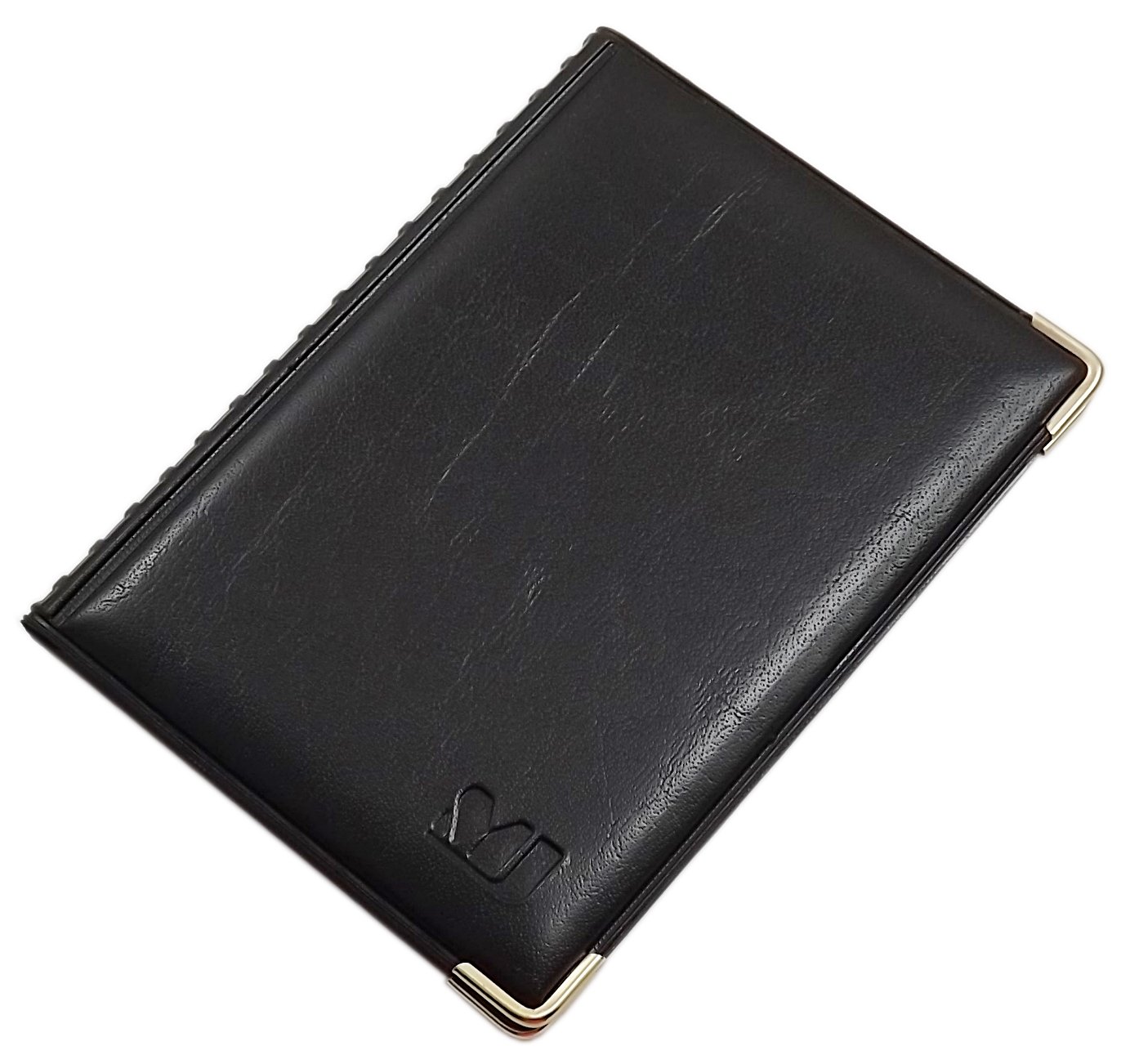 myledershop Exclusive ID and Credit Card Holder with Metal Corners 4 Pockets (Design 2 / Black)