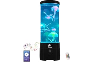 Lightahead LED Sensory Jellyfish Aquarium Lamp with Bluetooth Speaker and Color Changing Light Effects. Majestic and Standing Tall at 12 Inches! Medium (12 Inches Tall)