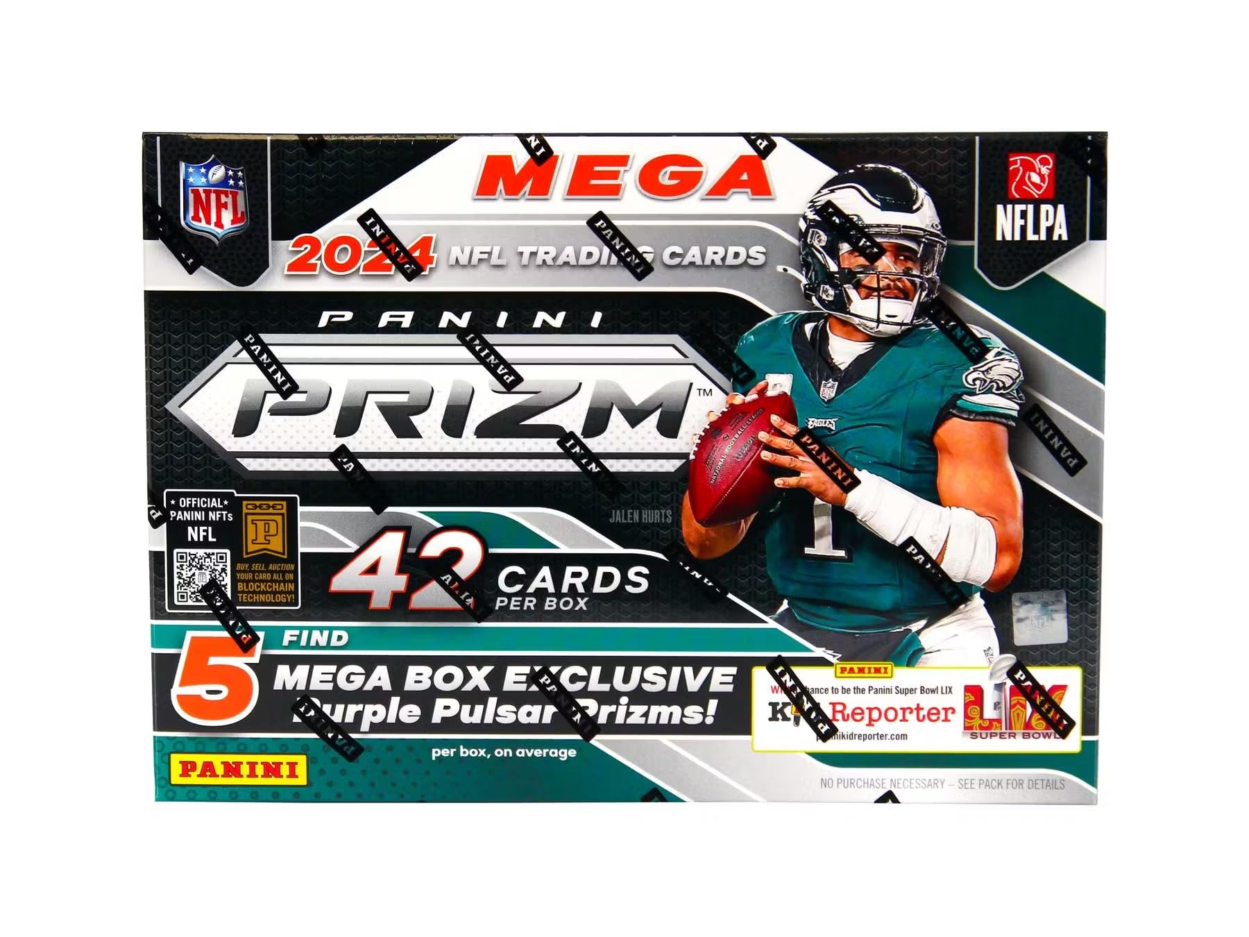 Photo 1 of **Read Notes** 2024 Panini Prizm Football Hobby Mega Trading Card Box (5 Mega Box Exclusive Purple Pulsar Prizms!)